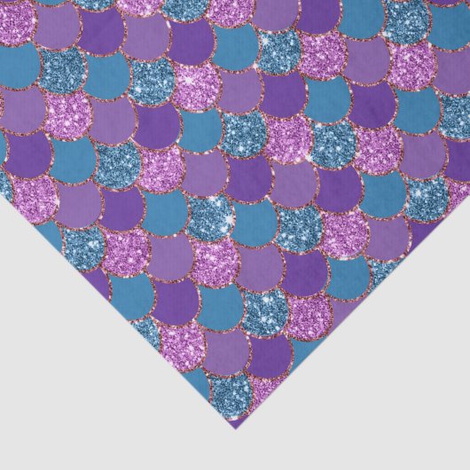 Paarse glitterroze en blauwe zeemeerminnen tissuepapier (Detail)