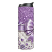 Paarse Glitters en Strik Thermosbeker (Gedraaid links)