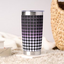 Paarse glitters en zwart houndstooth patroon geïsoleerde drinkbeker
