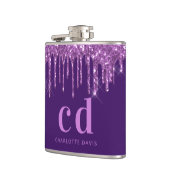 Paarse glitters glinsterende roze op maat gemaakte heupfles (Links)