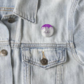 Paarse glitters glinsterende zilveren monogram naa ronde button 3,2 cm (In situ)