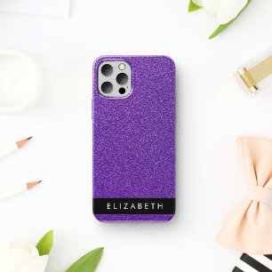Paarse Glitters, Glitter Achtergrond, Uw Naam iPhone 16 Hoesje