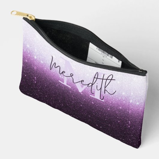 Paarse glitters gradiënt gepersonaliseerd etui (Open)