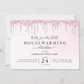 paarse glitters huis warming party uitnodiging (Voorkant)