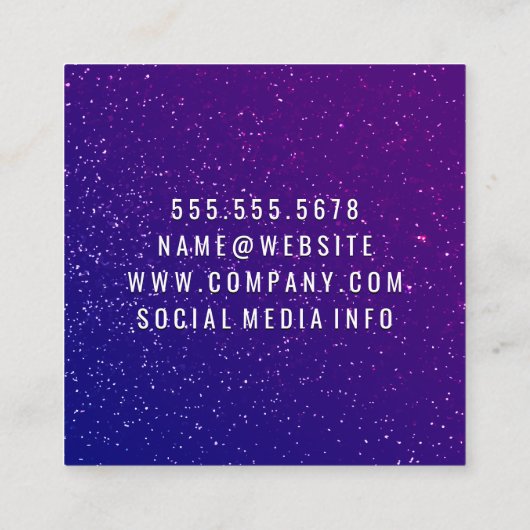 Paarse Glitters | Kam en Schaar Vierkante Visitekaartje (Achterkant)