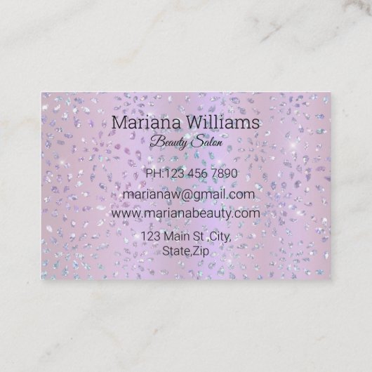 paarse glitters make-up en haar 3 foto's collage visitekaartje (Achterkant)