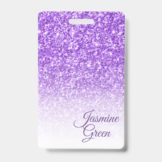 Paarse glitters met monogram badge (Voorzijde)