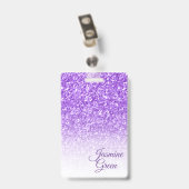 Paarse glitters met monogram badge (Achterkant met clip)