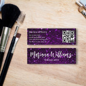 paarse glitters met stijlvolle qr - code mini visitekaartje