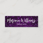 paarse glitters met stijlvolle qr - code mini visitekaartje (Voorkant)