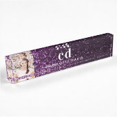 Paarse glitters monogram initiaal letters naambordje