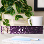 Paarse glitters monogram initiaal letters naambordje