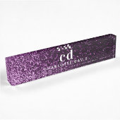 Paarse glitters monogram initiaal luxe naambordje