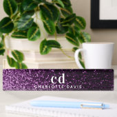 Paarse glitters monogram initiaal luxe naambordje