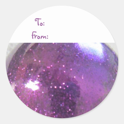Paarse Glitters Ronde Sticker (Voorkant)