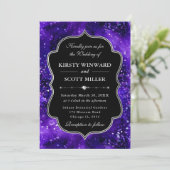 Paarse Glitters Schittering Elegante Bruiloft Kaart (Staand voorkant)