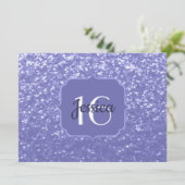 Paarse glitters schittering Sweet 16 Monogram Kaart (Staand voorkant)
