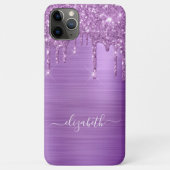 Paarse glitterschijven op maat Case-Mate iPhone case (Achterkant)
