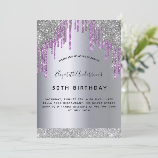 Paarse glitterspleet kaart (Staand voorkant)