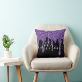 Paarse glittersprinkel gepersonaliseerd kussen (Stoel)