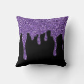 Paarse glittersprinkel gepersonaliseerd kussen (Achterkant)
