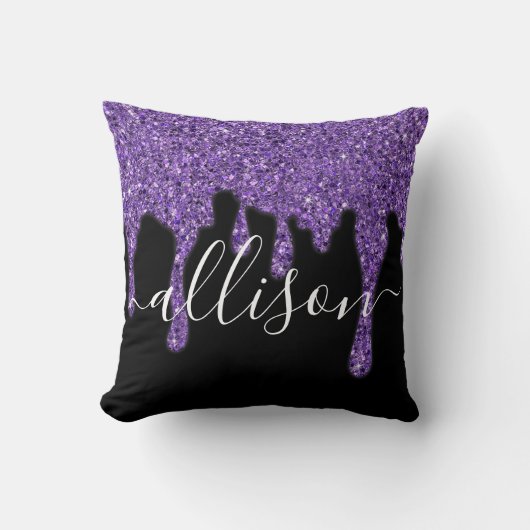 Paarse glittersprinkel gepersonaliseerd kussen (Voorkant)