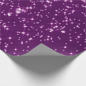 Paarse glittersterren cadeaupapier (Hoek)