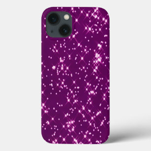 Paarse glittersterren Case-Mate iPhone case