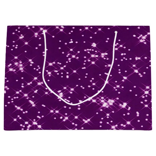 Paarse glittersterren groot cadeauzakje (Voorkant)