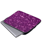Paarse glittersterren laptop sleeve (Voorkant onderkant)