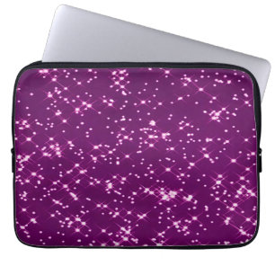 Paarse glittersterren laptop sleeve