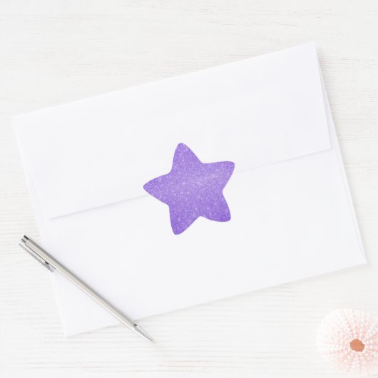 Paarse glittersterren ster sticker (Envelop)