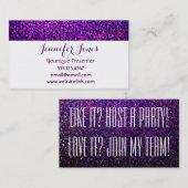 paarse glittervisitekaartjes visitekaartje (Voorkant / Achterkant)