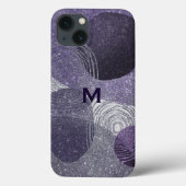 Paarse Glittery Abstract Monogrammen Case-Mate iPhone Case (Achterkant)