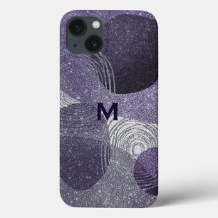 Paarse Glittery Abstract Monogrammen Case-Mate iPhone Case