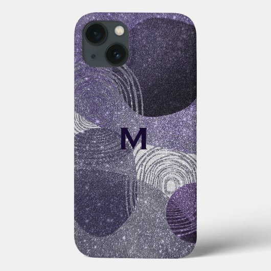 Paarse Glittery Abstract Monogrammen Case-Mate iPhone Case (Achterkant)