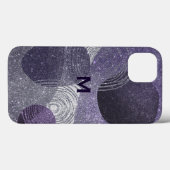 Paarse Glittery Abstract Monogrammen Case-Mate iPhone Case (Achterkant (horizontaal))