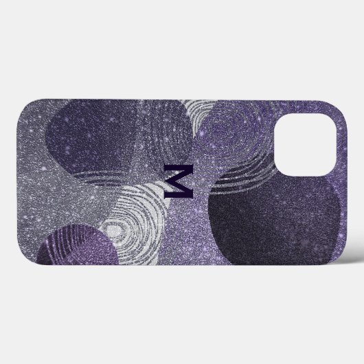 Paarse Glittery Abstract Monogrammen Case-Mate iPhone Case (Achterkant (horizontaal))