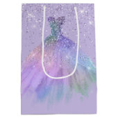 Paarse Glittery Ball Gown Gift Bag Medium Cadeauzakje (Achterkant)