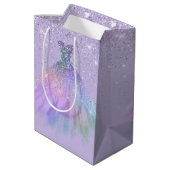 Paarse Glittery Ball Gown Gift Bag Medium Cadeauzakje (Achterkant Gekanteld)