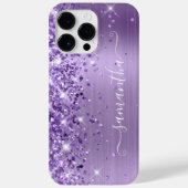 Paarse Glittery Glam Girly Signature Case-Mate iPhone Case (Achterkant)