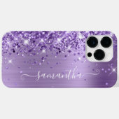 Paarse Glittery Glam Girly Signature Case-Mate iPhone Case (Achterkant (horizontaal))
