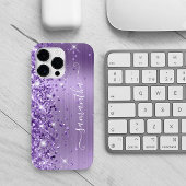 Paarse Glittery Glam Girly Signature Case-Mate iPhone Case