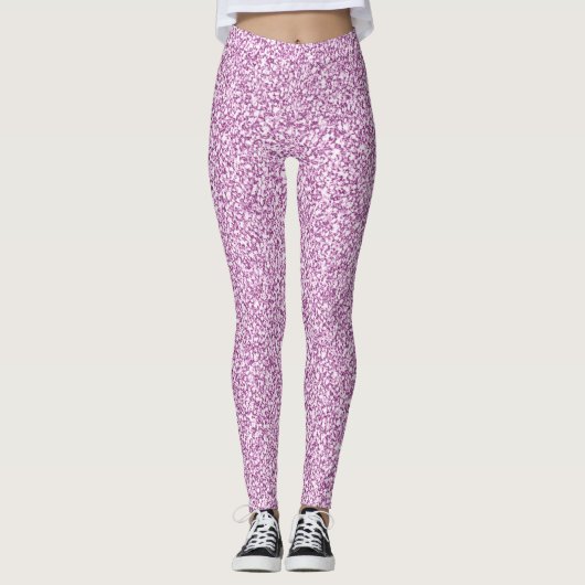 Paarse glittery look Leggings (Voorkant)