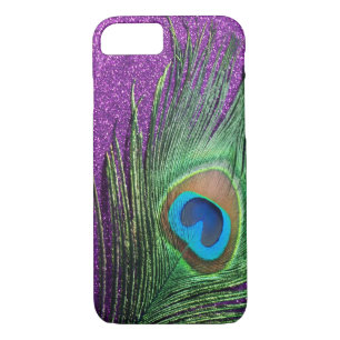 Paarse glittery Peacock-stille doezelaar Case-Mate iPhone Case