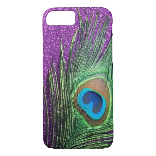Paarse glittery Peacock-stille doezelaar Case-Mate iPhone Case (Achterkant)