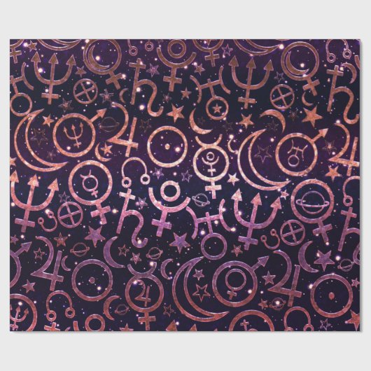 Paarse Glittery Planetary Universe Space Planets Cadeaupapier (Vlak)