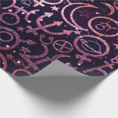 Paarse Glittery Planetary Universe Space Planets Cadeaupapier (Hoek)