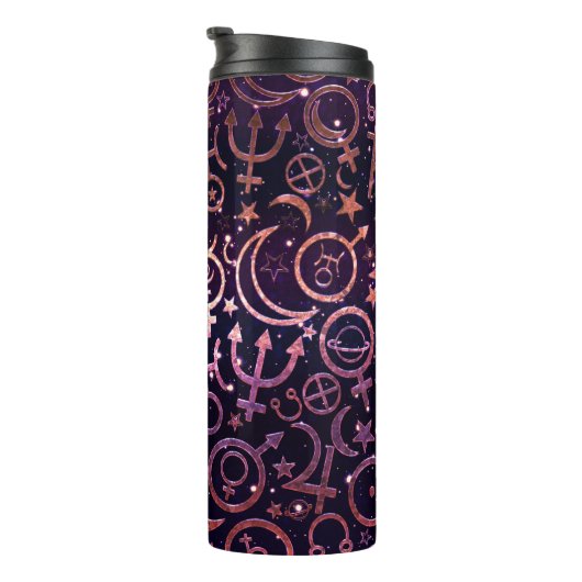 Paarse Glittery Planetary Universe Space Planets Thermosbeker (Geroteerd rechts)