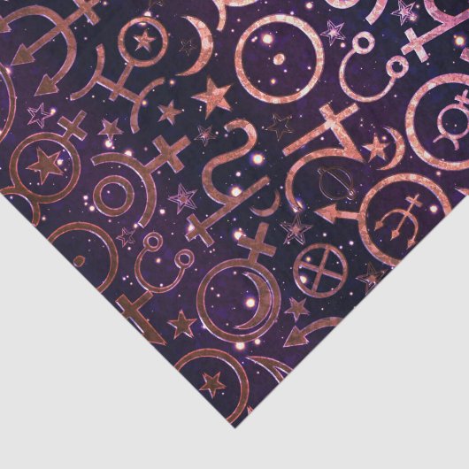 Paarse Glittery Planetary Universe Space Planets Tissuepapier (Detail)